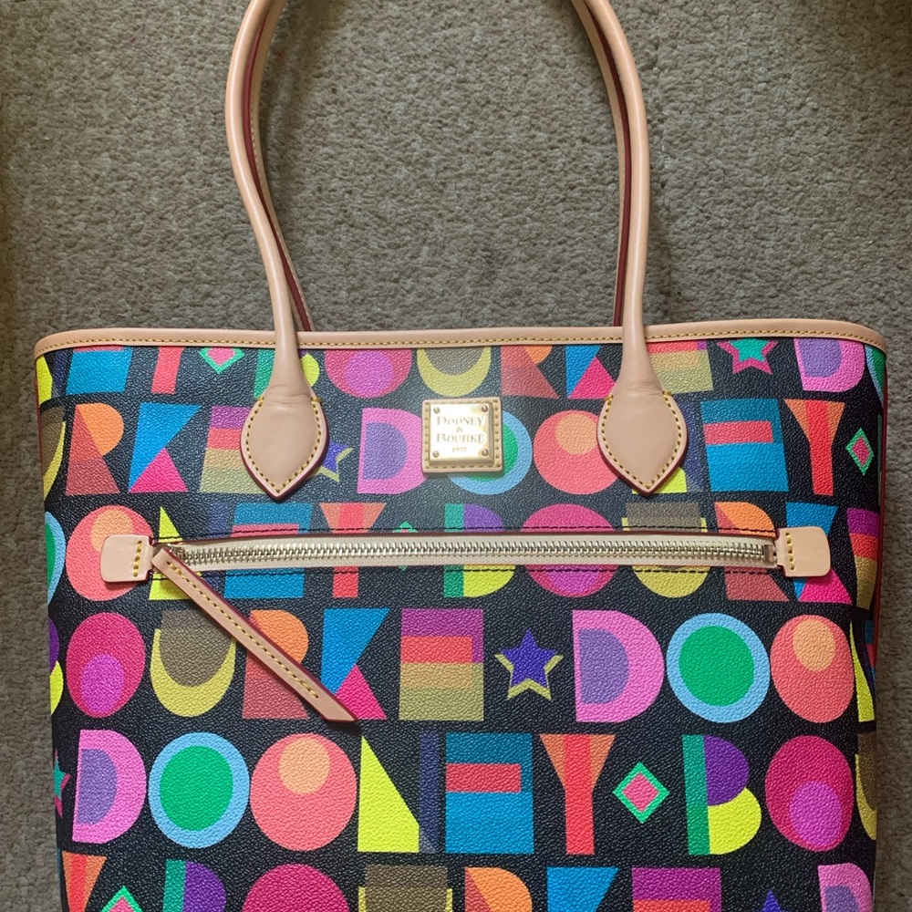 Dooney & Bourke Red and Pink Geometric Tote